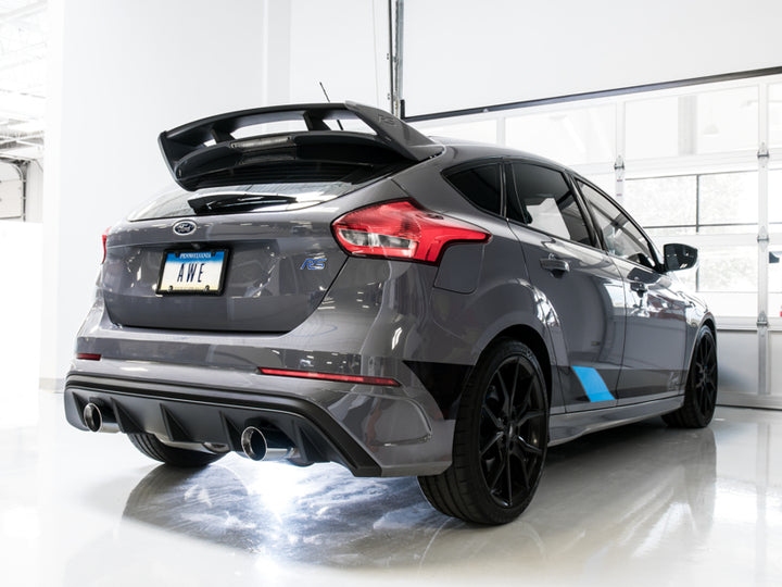 AWE Tuning Ford Focus RS SwitchPath Cat-back Exhaust - Diamond Black Tips - Bull Strap
