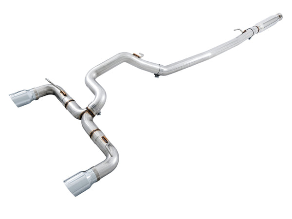 AWE Tuning Ford Focus RS Track Edition Cat-back Exhaust - Chrome Silver Tips - Bull Strap