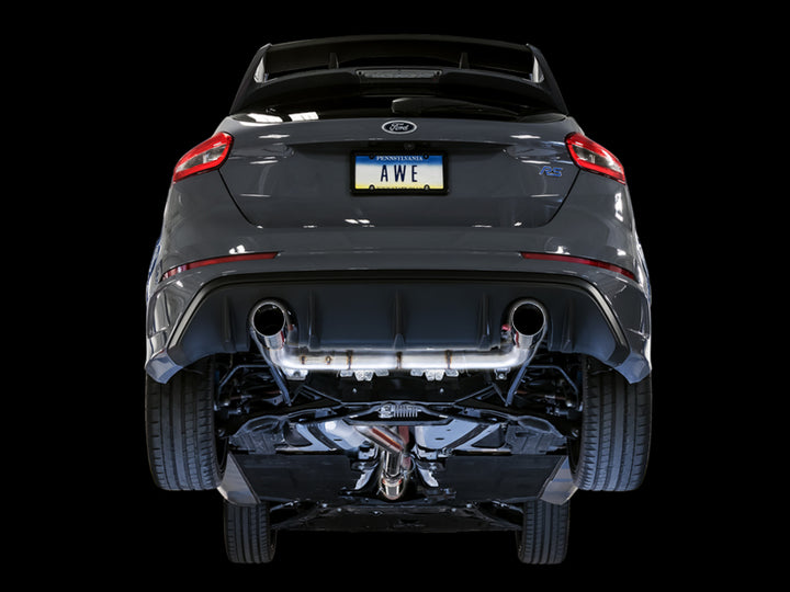 AWE Tuning Ford Focus RS Track Edition Cat-back Exhaust - Chrome Silver Tips - Bull Strap