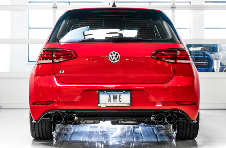 AWE Tuning MK7.5 Golf R SwitchPath Exhaust w/Diamond Black Tips 102mm - Bull Strap