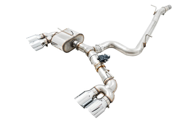 AWE Tuning Mk7 Golf R SwitchPath Exhaust w/Chrome Silver Tips 102mm - Bull Strap