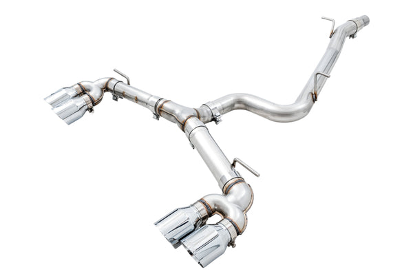 AWE Tuning Mk7 Golf R Track Edition Exhaust w/Chrome Silver Tips 102mm - Bull Strap