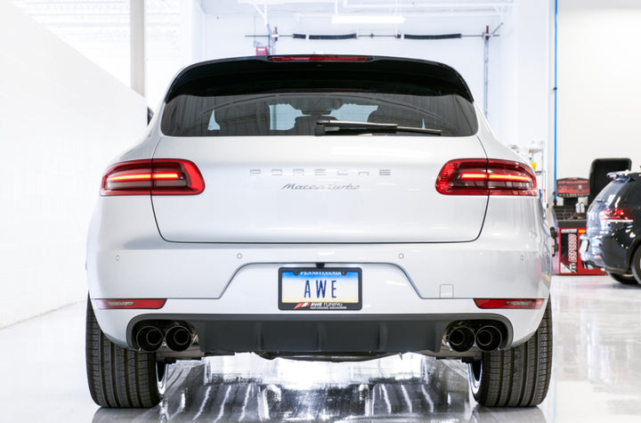 AWE Tuning Porsche Macan Track Edition Exhaust System - Diamond Black 102mm Tips - Bull Strap