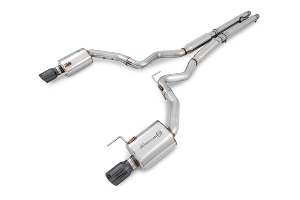 AWE Tuning S550 Mustang GT Cat-back Exhaust - Touring Edition (Diamond Black Tips) - Bull Strap