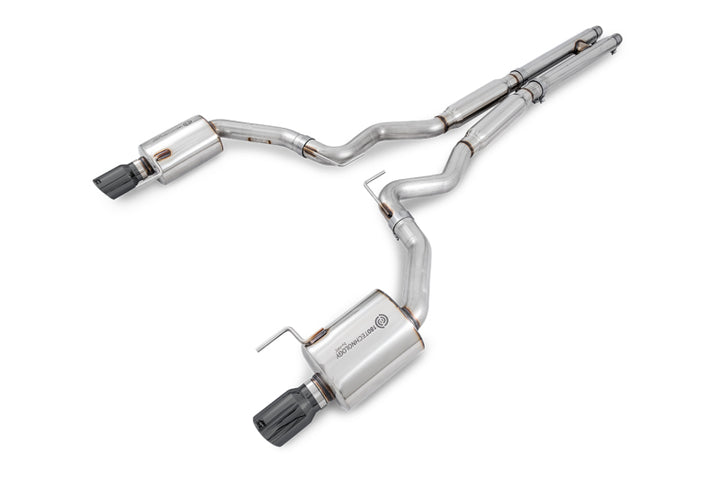 AWE Tuning S550 Mustang GT Cat-back Exhaust - Touring Edition (Diamond Black Tips) - Bull Strap