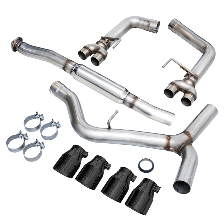 AWE Tuning Subaru WRX/STI VA/GV Sedan Track Edition Exhaust - Diamond Black Tips (102mm) - Bull Strap