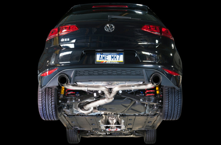 AWE Tuning VW MK7 GTI Touring Edition Exhaust - Chrome Silver Tips - Bull Strap