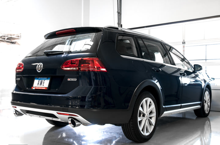 AWE Tuning VW MK7 Golf Alltrack/Sportwagen 4Motion Touring Edition Exhaust - Polished Silver Tips - Bull Strap