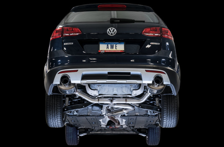AWE Tuning VW MK7 Golf Alltrack/Sportwagen 4Motion Touring Edition Exhaust - Polished Silver Tips - Bull Strap