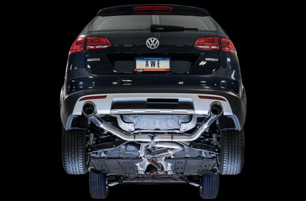AWE Tuning VW MK7 Golf Alltrack/Sportwagen 4Motion Track Edition Exhaust - Polished Silver Tips - Bull Strap