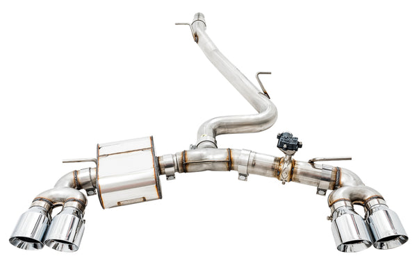 AWE Tuning Volkswagen Golf R MK7.5 SwitchPath Exhaust w/Chrome Silver Tips 102mm - Bull Strap