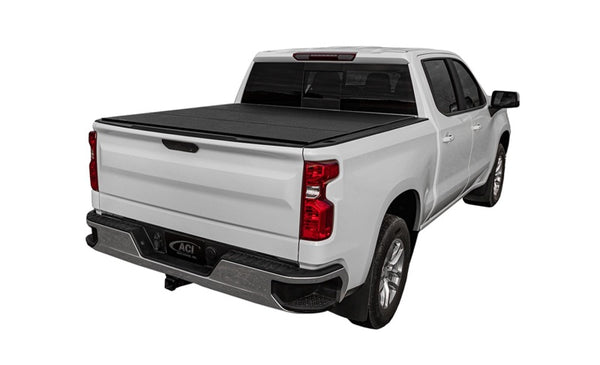 Access LOMAX Tri-Fold Cover Black Urethane Finish 19+ Chevrolet Silverado 1500 - 5ft 8in Bed - Bull Strap