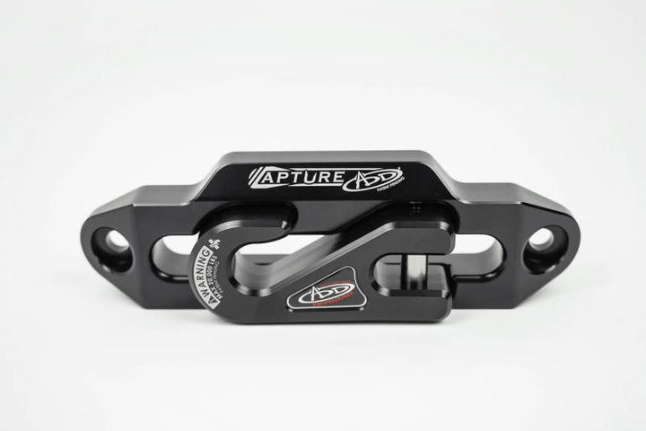 Addictive Desert Designs 1-5/16in Winch Fairlead Plate w/ Recessed Round End Hook - Black - Bull Strap