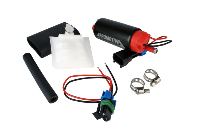 Aeromotive 340 Series Stealth In-Tank E85 Fuel Pump - Offset Inlet - Inlet Inline w/Outlet - Bull Strap