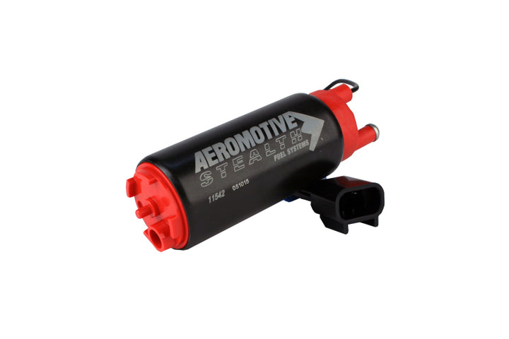 Aeromotive 340 Series Stealth In-Tank E85 Fuel Pump - Offset Inlet - Inlet Inline w/Outlet - Bull Strap