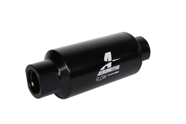 Aeromotive In-Line Filter 10AN 10 Micron Microglass Element Bright-Dip Black 2in OD - Bull Strap