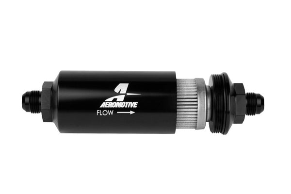 Aeromotive In-Line Filter - (AN -08 Male) 100 Micron Stainless Steel Element - Bull Strap