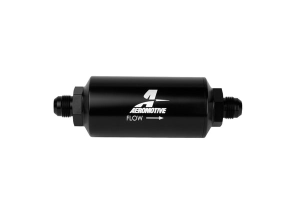 Aeromotive In-Line Filter - AN-08 size Male - 10 Micron Microglass Element - Bright-Dip Black - Bull Strap