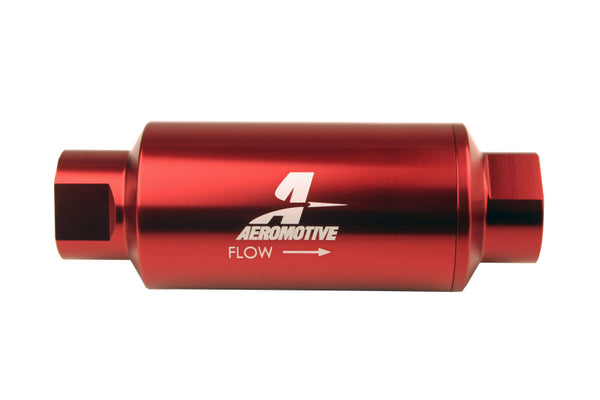 Aeromotive In-Line Filter - (AN-10) 10 Micron Microglass Element Red Anodize Finish - Bull Strap