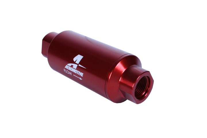 Aeromotive In-Line Filter - (AN-10) 10 Micron Microglass Element Red Anodize Finish - Bull Strap