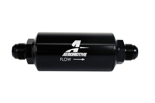 Aeromotive In-Line Filter - (AN-10) 100 Micron Stainless Steel Element Black Anodize Finish - Bull Strap