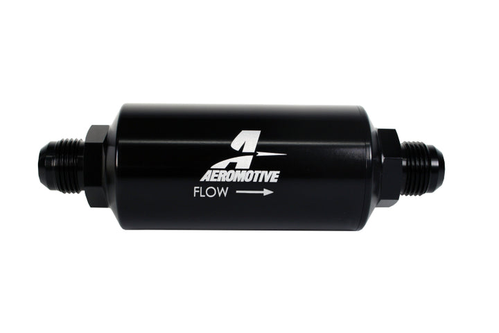 Aeromotive In-Line Filter - AN -10 size Male - 10 Micron Microglass Element - Bright-Dip Black - Bull Strap