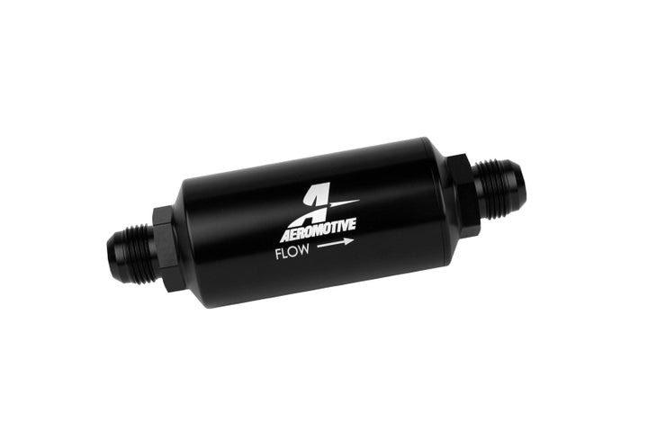 Aeromotive In-Line Filter - AN -10 size Male - 10 Micron Microglass Element - Bright-Dip Black - Bull Strap