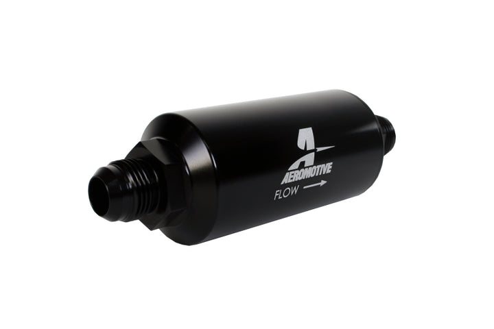 Aeromotive In-Line Filter - AN -10 size Male - 10 Micron Microglass Element - Bright-Dip Black - Bull Strap