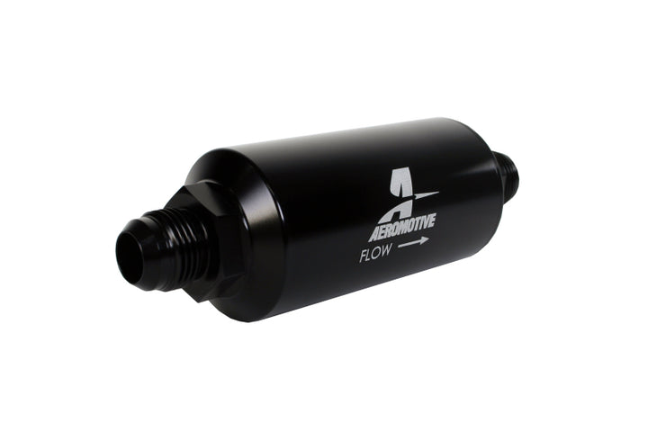 Aeromotive In-Line Filter - AN -10 size Male - 10 Micron Microglass Element - Bright-Dip Black - Bull Strap