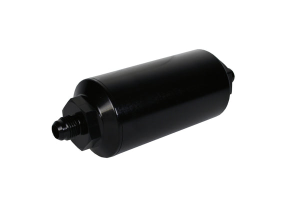 Aeromotive In-Line Filter - (AN-6 Male) 10 Micron Fabric Element Bright Dip Black Finish - Bull Strap