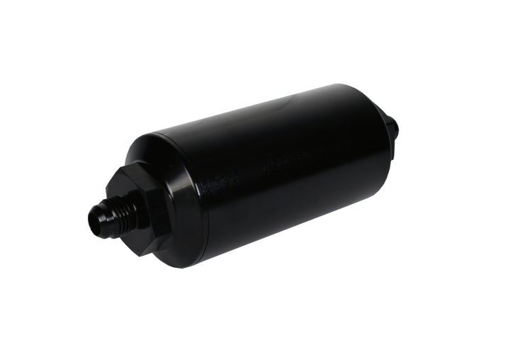 Aeromotive In-Line Filter - (AN-6 Male) 10 Micron Fabric Element Bright Dip Black Finish - Bull Strap