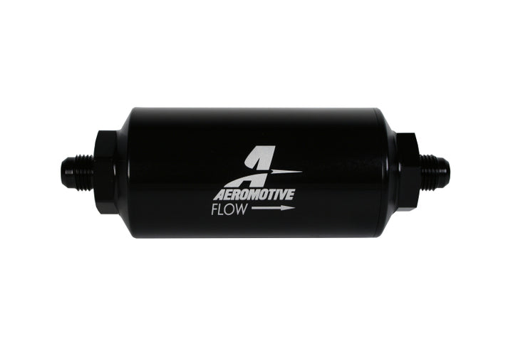 Aeromotive In-Line Filter - (AN-6 Male) 10 Micron Fabric Element Bright Dip Black Finish - Bull Strap