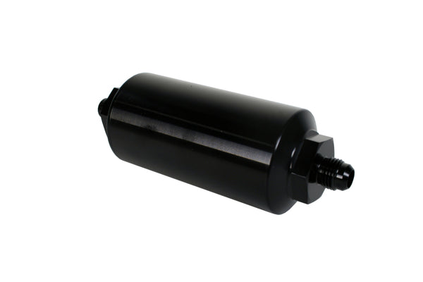 Aeromotive In-Line Filter - (AN-6 Male) 10 Micron Microglass Element Bright Dip Black Finish - Bull Strap