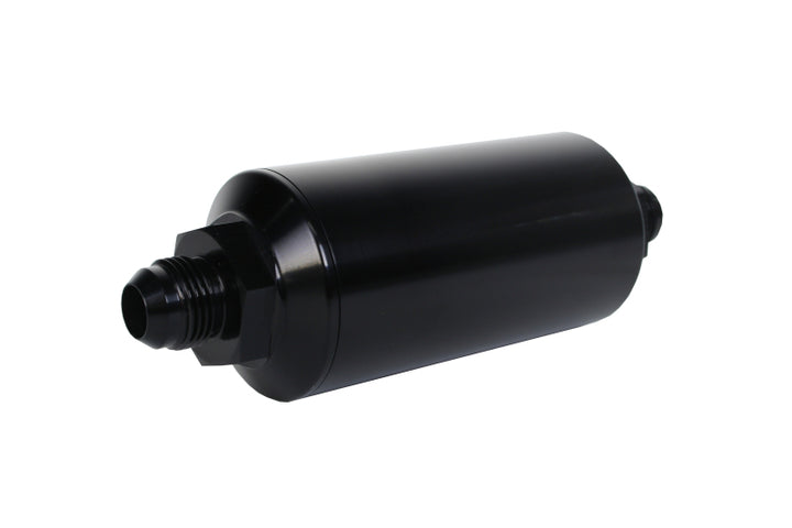 Aeromotive In-Line Filter - (AN -8 Male) 10 Micron Fabric Element Bright Dip Black Finish - Bull Strap