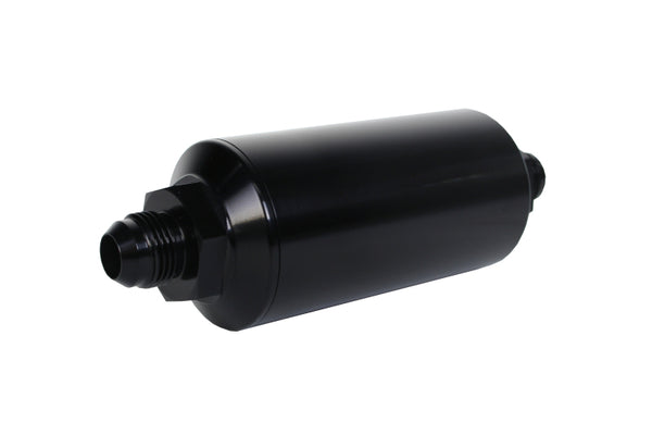 Aeromotive In-Line Filter - (AN -8 Male) 40 Micron Stainless Mesh Element Bright Dip Black Finish - Bull Strap