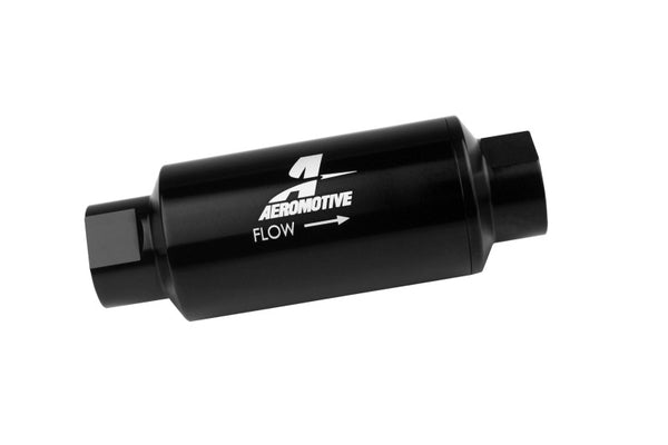 Aeromotive In-Line Fuel Filter 40-M Stainless Mesh Element ORB-10 Port (Bright-Dip Black) 2in. OD - Bull Strap