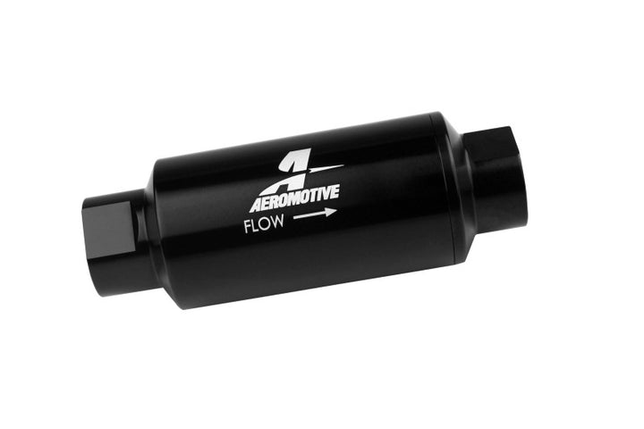 Aeromotive In-Line Fuel Filter 40-M Stainless Mesh Element ORB-10 Port (Bright-Dip Black) 2in. OD - Bull Strap