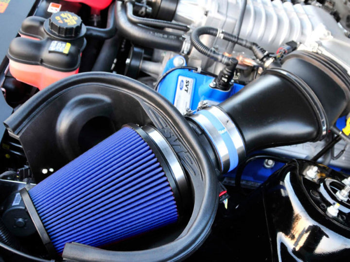 Airaid 10-14 Ford Mustang Shelby 5.4L Supercharged Direct Replacement Filter - Dry / Blue Media - Bull Strap