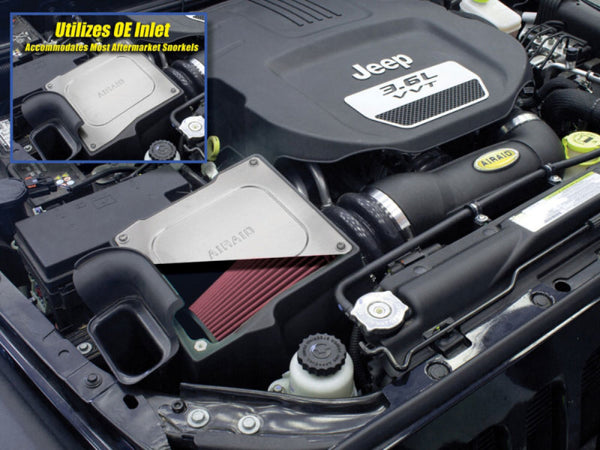 Airaid 12-14 Jeep Wrangler JK 3.6L Pentastar MXP Intake System w/ Tube (Dry / Red Media) - Bull Strap