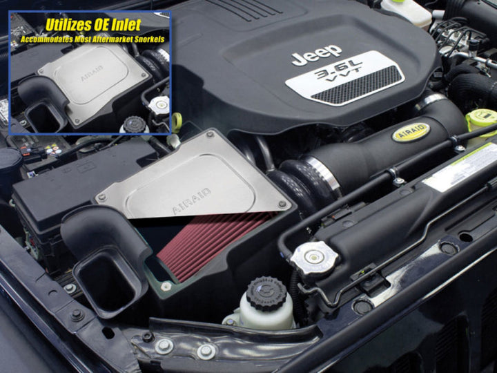 Airaid 12-14 Jeep Wrangler JK 3.6L Pentastar MXP Intake System w/ Tube (Dry / Red Media) - Bull Strap