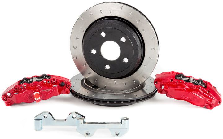 Alcon 2007+ Jeep JK-JL 330x22mm Rotors 4-Piston Calipers Rear Brake Kit (Includes Brake Lines) - Red - Bull Strap
