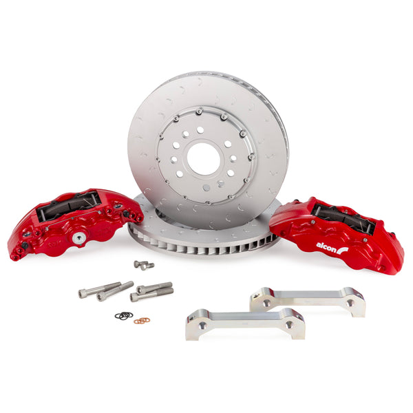 Alcon 2021+ RAM TRX 376x42mm Rotors 6-Piston Calipers Front Brake Upgrade Kit - Red - Bull Strap