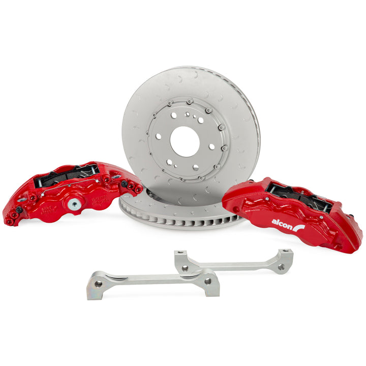 Alcon 2021+ RAM TRX 376x42mm Rotors 6-Piston Calipers Front Brake Upgrade Kit - Red - Bull Strap