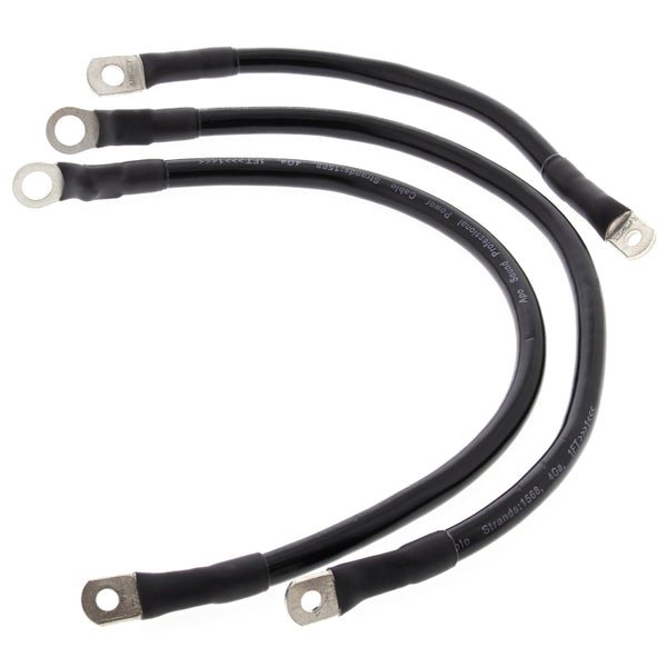 All Balls Racing 66-77 Harley FLH Electra Glide Battery Cable Kit Black - Bull Strap