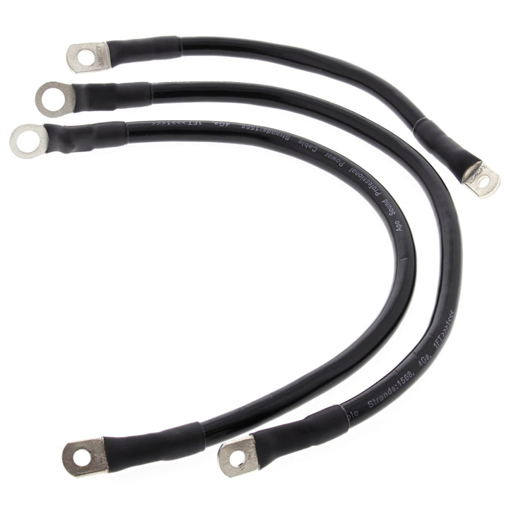 All Balls Racing 66-77 Harley FLH Electra Glide Battery Cable Kit Black - Bull Strap