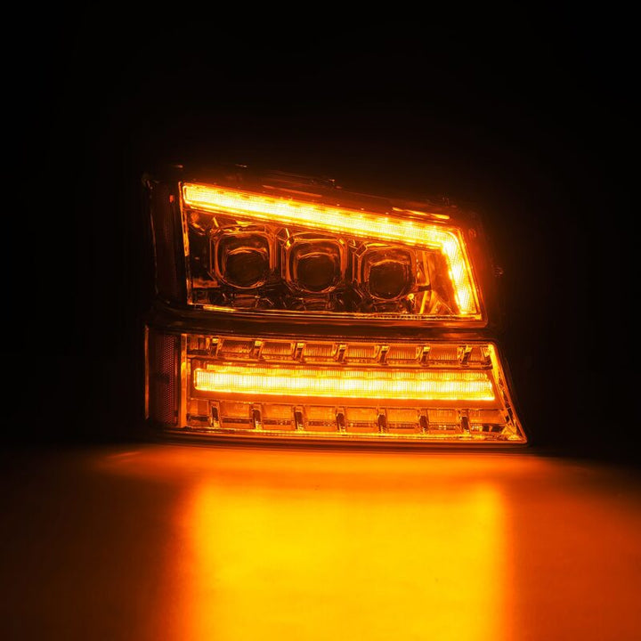 AlphaRex 03-06 Chevy Silverado 1500/2500HD/3500HD/Avalanche Chrome NOVA LED Proj Headlights - Bull Strap