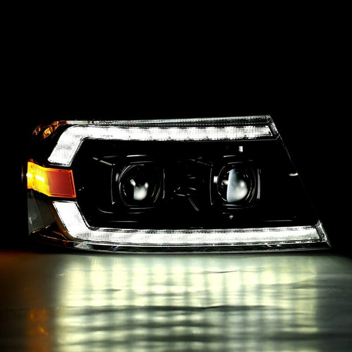 AlphaRex 04-08 Ford F150 PRO-Series Projector Headlights Chrome w/ Sequential Signal and DRL - Bull Strap