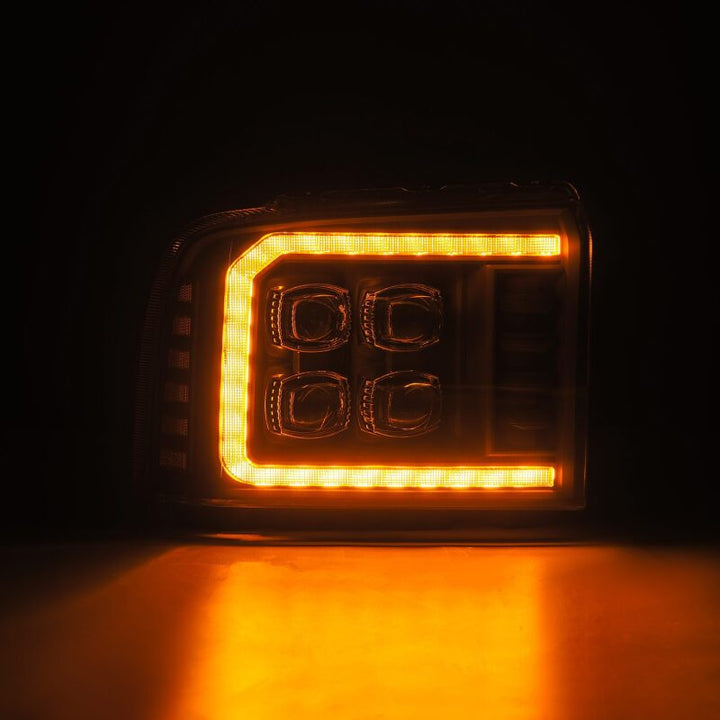 AlphaRex 05-07 Ford F250/350/450/550 Super Duty NOVA LED Proj HL Blk w/Actv Light & Seq Sig + SB DRL - Bull Strap