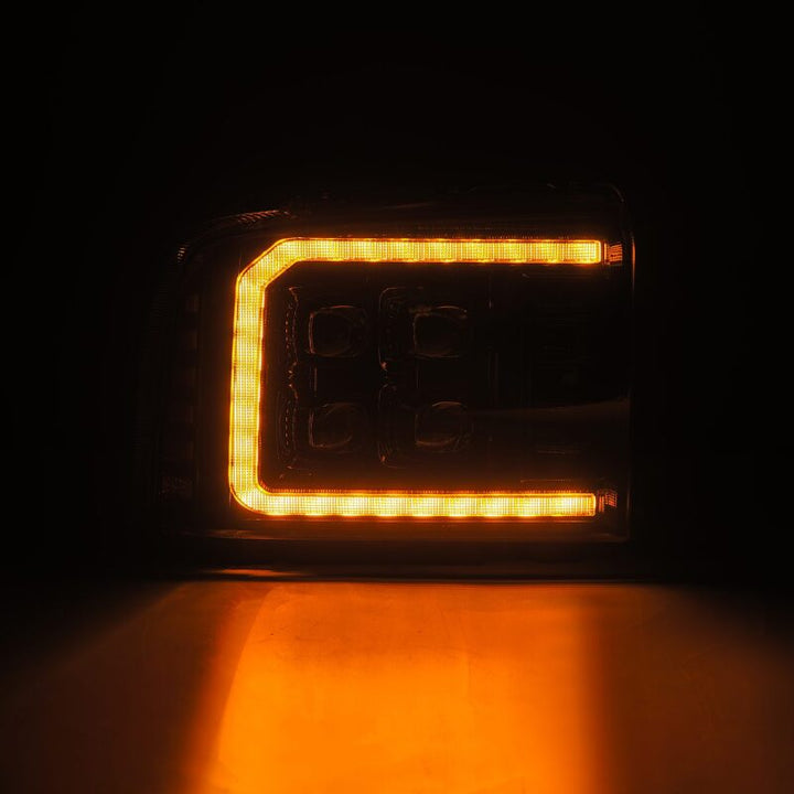 AlphaRex 05-07 Ford Super Duty/Excursion NOVA-Series LED Projector Headlights Alpha-Blk w/Activ Ligh - Bull Strap