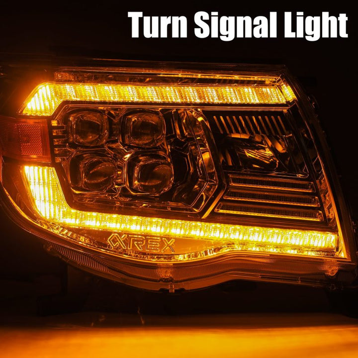 AlphaRex 05-11 Toyota Tacoma NOVA LED Projector Headlights Plank Style Black w/Activation Light/DRL - Bull Strap